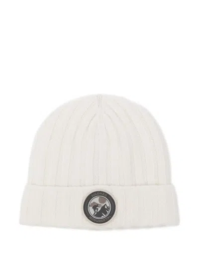 Brunello Cucinelli Kids' Ribbed-knit Logo-patch Beanie In White