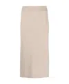 Brunello Cucinelli Ribbed-knit Midi Skirt In Nude