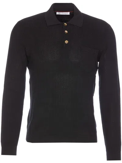 BRUNELLO CUCINELLI RIBBED-KNIT POLO SHIRT