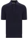 Brunello Cucinelli Ribbed-knit Polo Shirt In Blue