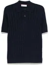 Brunello Cucinelli Ribbed-knit Polo Shirt In Blue