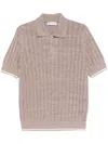 Brunello Cucinelli Ribbed-knit Polo Shirt In Neutral