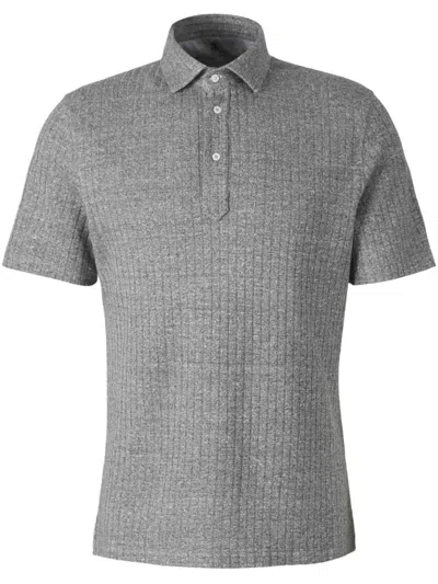 Brunello Cucinelli Ribbed-knit Polo Shirt In Grey