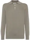 Brunello Cucinelli Cotton English-rib Polo Sweater In Neutrals