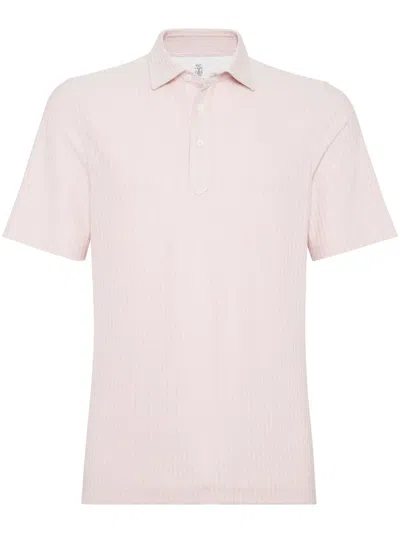 Brunello Cucinelli Men Cotton And Linen Pique Polo Shirt In Multi