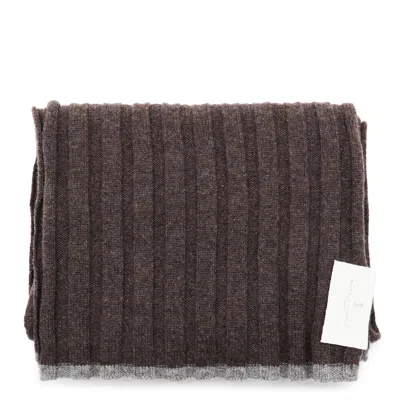 BRUNELLO CUCINELLI RIBBED-KNIT WOOL SCARF