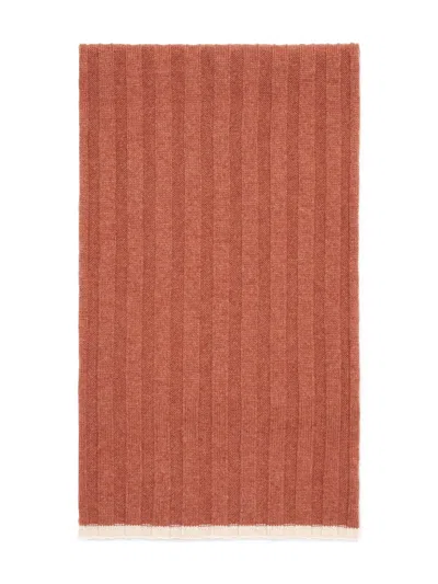 Brunello Cucinelli Ribbed-knit Scarf In Orange