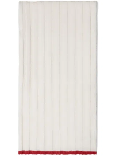 Brunello Cucinelli Ribbed Knit Scarf In White