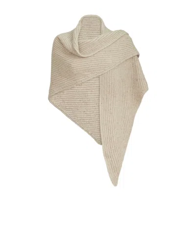 Brunello Cucinelli Ribbed Knit Shawl In Nude