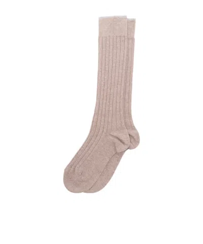Brunello Cucinelli Ribbed Knit Socks In Neutral
