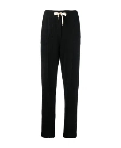Brunello Cucinelli Ribbed-knit Straight-leg Trousers In Black