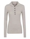 Brunello Cucinelli Lapel Long Sleeve Sweater In Gray
