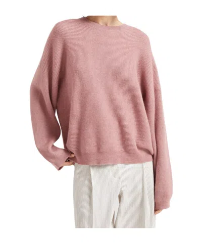 Brunello Cucinelli Ribbed-knit Sweater In Pink