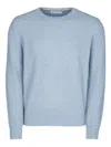 Brunello Cucinelli Ribbed Knit Sweater With Classic Crew Neck And Long Sleeves In Blue