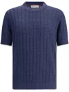 Brunello Cucinelli Rib-knit Linen And Cotton Sweater In Blue