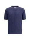 Brunello Cucinelli Rib-knit Linen And Cotton Sweater In Blue