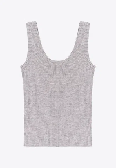 Brunello Cucinelli Ribbed Knit Tank Top In Gray