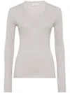 Brunello Cucinelli Ribbed-knit Top In Grey