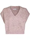 Brunello Cucinelli Ribbed-knit Top In Pink