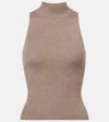 Brunello Cucinelli Ribbed-knit Turtleneck Top In Brown