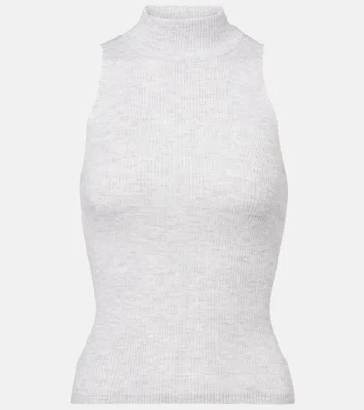 Brunello Cucinelli Ribbed-knit Turtleneck Top In Grey