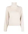 Brunello Cucinelli High-neck Knitwear In Luxurious Wool-cashmere-silk Blend In Neutral