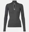 Brunello Cucinelli Bead-embellished Ribbed Wool Turtleneck Top In Grau