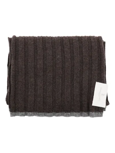 BRUNELLO CUCINELLI RIBBED-KNIT WOOL SCARF