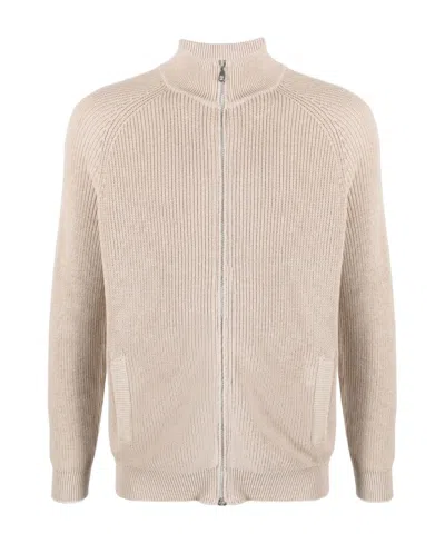 Brunello Cucinelli Ribbed-knit Zip-up Cardigan In Nude | ModeSens