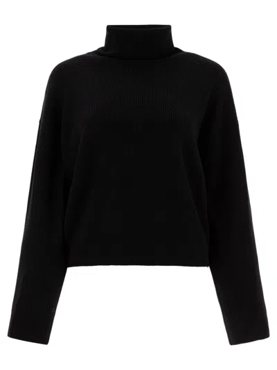 Brunello Cucinelli Ribbed Knitwear With High Turtleneck In Black