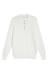 BRUNELLO CUCINELLI RIBBED LONG SLEEVE COTTON SWEATER POLO