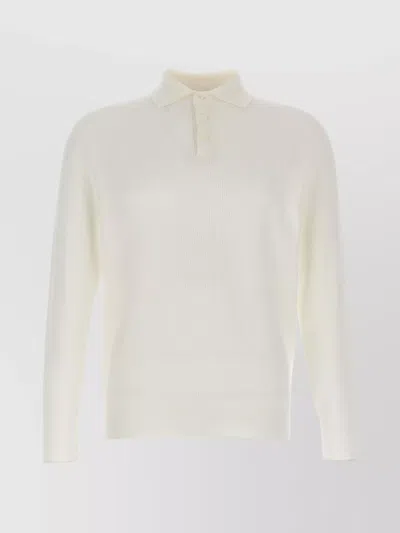 BRUNELLO CUCINELLI RIBBED LONG SLEEVE POLO SHIRT