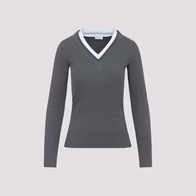 BRUNELLO CUCINELLI RIBBED LONG SLEEVES TOP