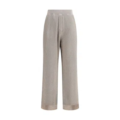 Brunello Cucinelli Ribbed Lurex Pants In Nude