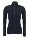 Brunello Cucinelli Wolf Knitwear With Long Sleeves And High Neck In Blue