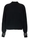 Brunello Cucinelli Ribbed High Neck Sweater With Cuffed Sleeves In Black