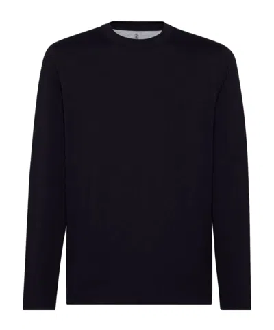 Brunello Cucinelli Ribbed-neck Cotton T-shirt In Black