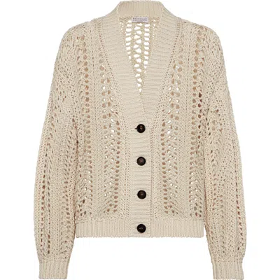 BRUNELLO CUCINELLI BRUNELLO CUCINELLI RIBBED NET CARDIGAN