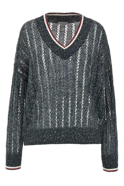 BRUNELLO CUCINELLI BRUNELLO CUCINELLI RIBBED NET DAZZLING SWEATER
