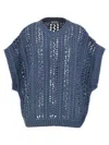 Brunello Cucinelli Ribbed Net Sweater Sweaters And Cardigans Blue
