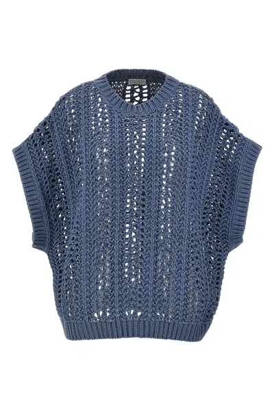 BRUNELLO CUCINELLI BRUNELLO CUCINELLI RIBBED NET SWEATER
