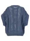 Brunello Cucinelli Ribbed Net Sweater Sweaters And Cardigans Blue