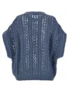 Brunello Cucinelli Ribbed Net Sweater Sweaters And Cardigans Blue