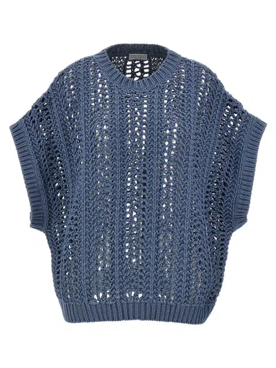 BRUNELLO CUCINELLI BRUNELLO CUCINELLI RIBBED NET SWEATER