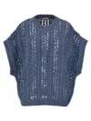 Brunello Cucinelli Ribbed Net Sweater Sweaters And Cardigans Blue