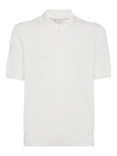 Brunello Cucinelli Ribbed Polo-neck Sweater In White