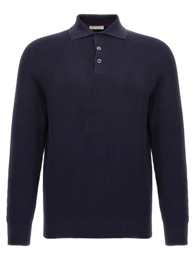Brunello Cucinelli Men Cashmere Polo Shirt In Black