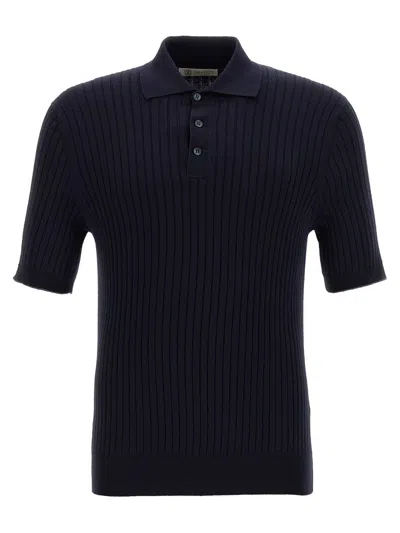Brunello Cucinelli Ribbed Polo Shirt In Pattern