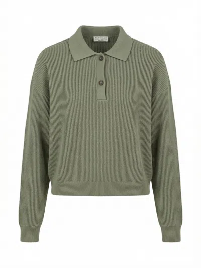 Brunello Cucinelli Ribbed Polo Shirt In Multi