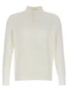 Brunello Cucinelli Ribbed Long Sleeve Polo Shirt In Neutral